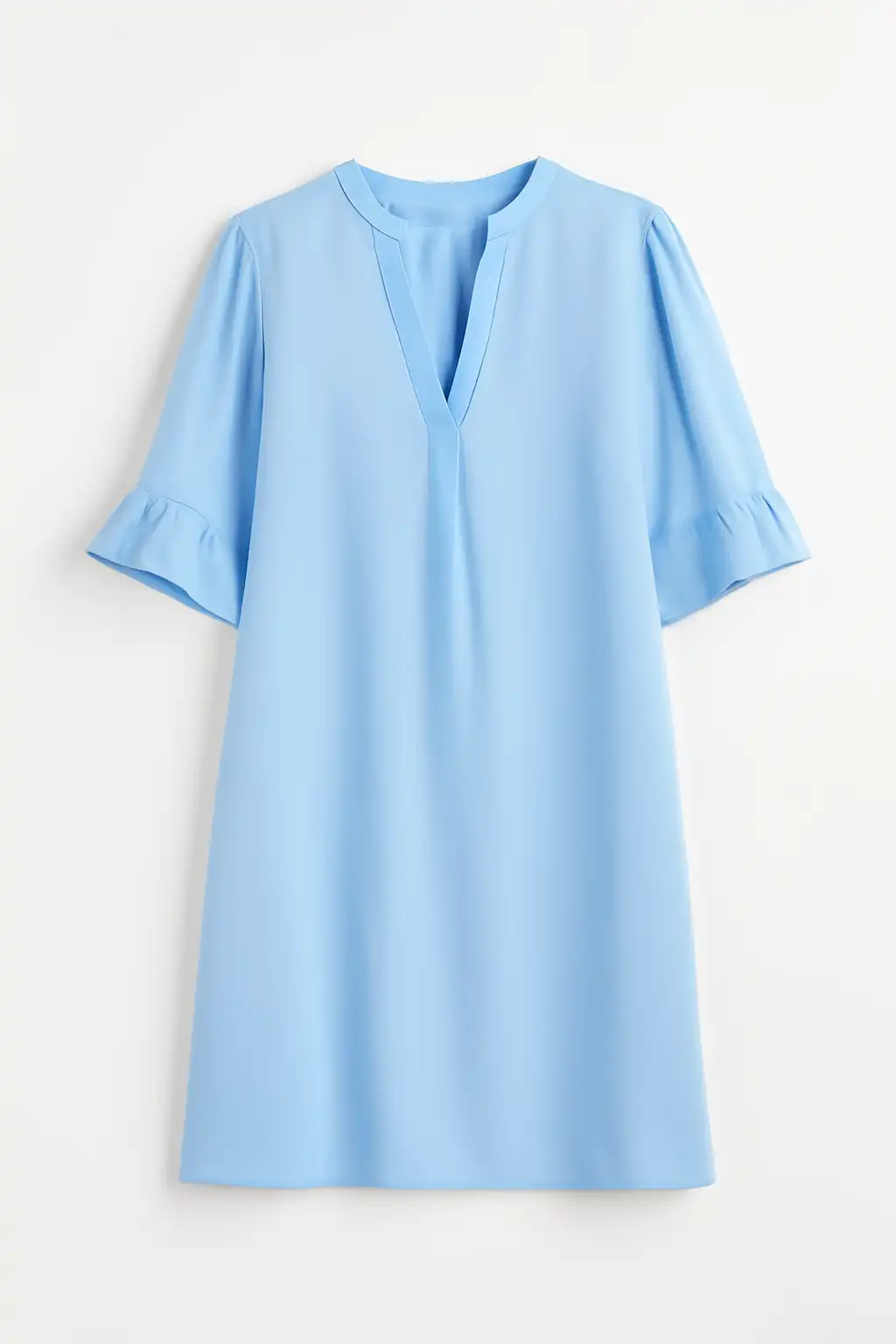 Women's Clothes V Neck Loose Pleated Five Sleeved T-shirt Casual Women Dress