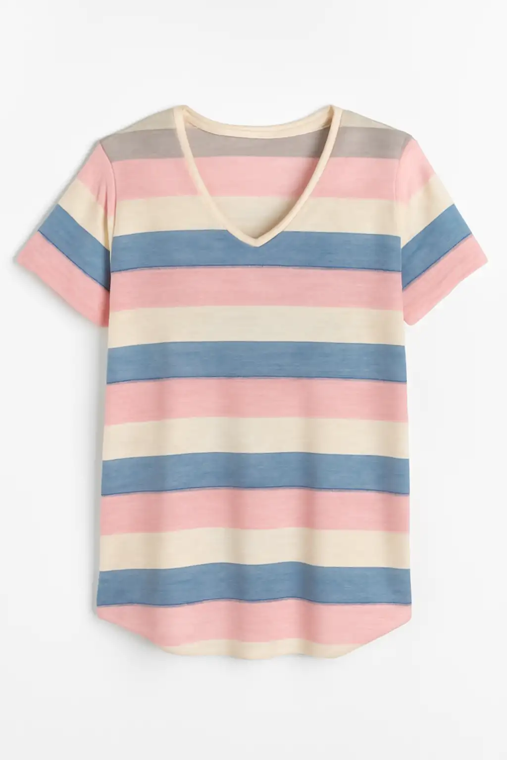 Women's Plus Size Tops Short Sleeve Tee Shirt V Neck Loose Fit Striped Shirt Summer Casual Blouses